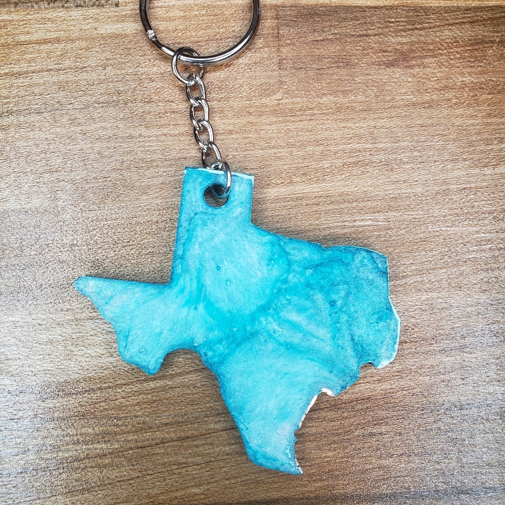 Bright blue texas keychain